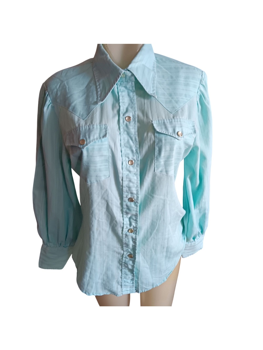 Medium Vintage Cowgirl Blouse Top 1960's Turtle Bax Western Pearl Snap Shirt